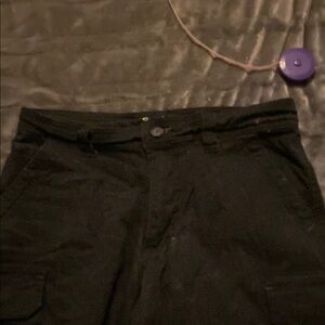 Unisex black cargo shorts